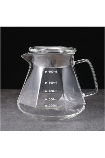 Generic إبريق قهوة زجاجي V60 سعة 600 مل، صانع قهوة بتصميم ماسي، إبريق شاي زجا...