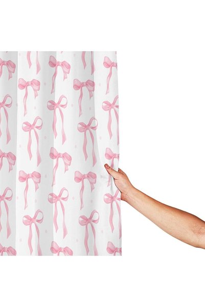 Generic Pink Bow Shower Curtain 180x180cm, Fabric Waterproof Durable Bathroom...
