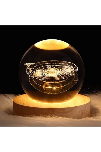 Generic 3D Crystal Ball Nightlight Decolamp, 80mm (3.15in) Solar System Model...