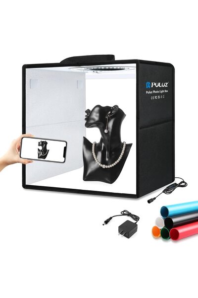 PULUZ صندوق إضاءة للتصوير الفوتوغرافي مع إضاءة بيضاء - 12 بوصة × 12 بوصة، 112...