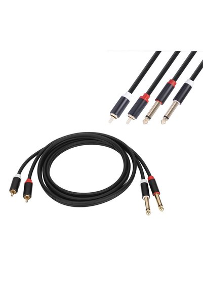 Generic كابل ستيريو RCA، كابل ستيريو 6.35 ملم 2 RCA إلى 2 TRS، قابس مطلي بالذ...