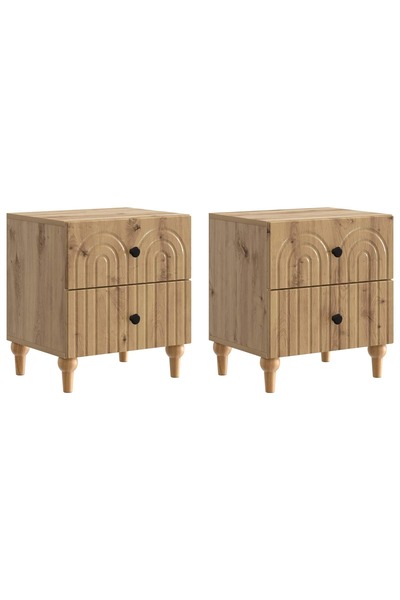 vidaxl Dulap de noapte 2 buc. Stejar Artizanal 43 x 34,5 x 48 cm