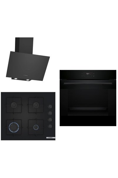 Bosch Siyah 3 lü Ankastre Set 691 ( HJG852YB0T - POP6C6P31O - DWK64PJ60T ) - 3D Fry Hava ile Kızartma