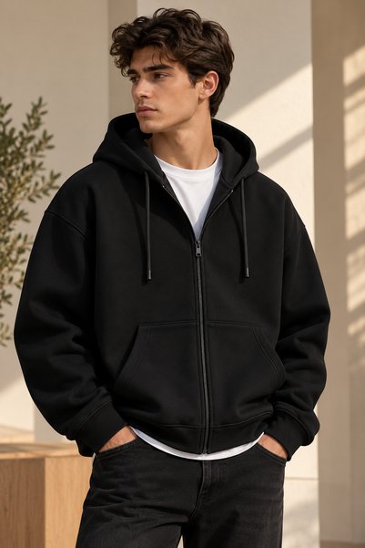 MARECASH Unisex ζακέτα με κουκούλα, τσέπες με φερμουάρ, χτενισμένο βαμβάκι, τ...