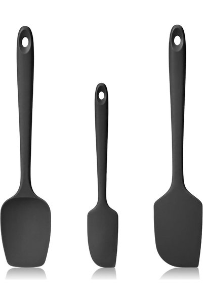 Generic 315℃ Heat Resistant Silicone Spatula Spoonula Set of 3, Black