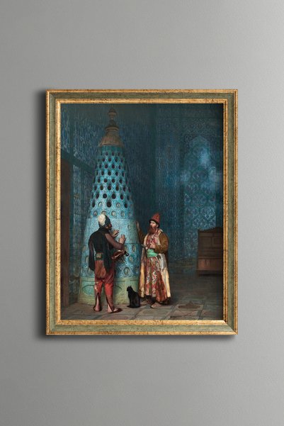 epiqart طاولة ميكانيكية مزخرفة باللون الأزرق - طاولة ذات تصميم عتيق - طراز نحيف