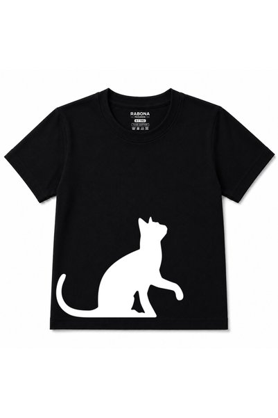 Rabona Fashion Pisică Curioasă – Tricou Grafic pentru Copii cu Siluetă Minima...