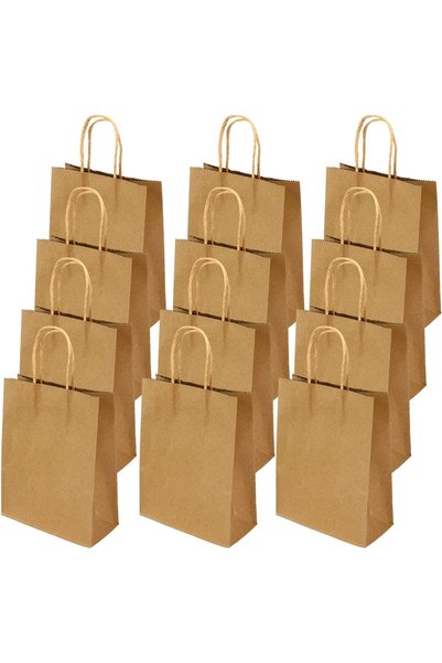 Generic Gift Bags 12 Pieces Set Eco-Friendly Paper Bag With Handles Bulk Reta...
