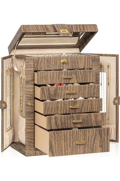 AKOZLIN Huge Jewelry Box Organizer Functional Extra Large Leather Jewelry Sto...