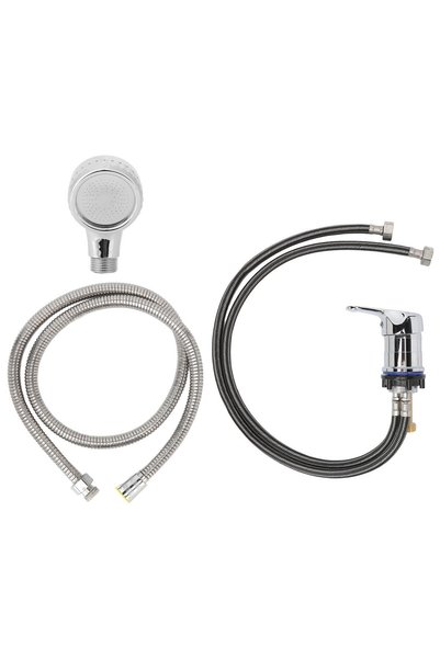 Noonedibs Robinet pentru șampon, țeavă de 70 cm, furtun moale de 120 cm, kit ...