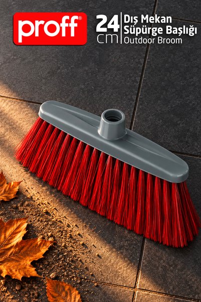 Proff 24 cm Dış Mekan Süpürge Başlığı - Sert Kıllı Sapsız Bahçe, Teras ve Bal...