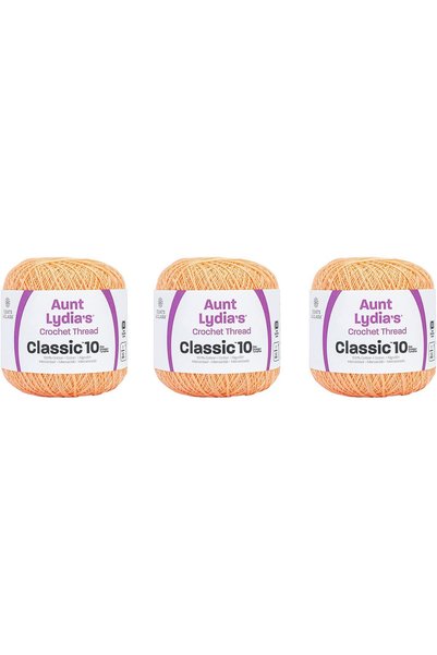 Generic خيط كروشيه كلاسيكي من آنت ليديا - 3 عبوات بطول 350 ياردة/320 متر - قط...