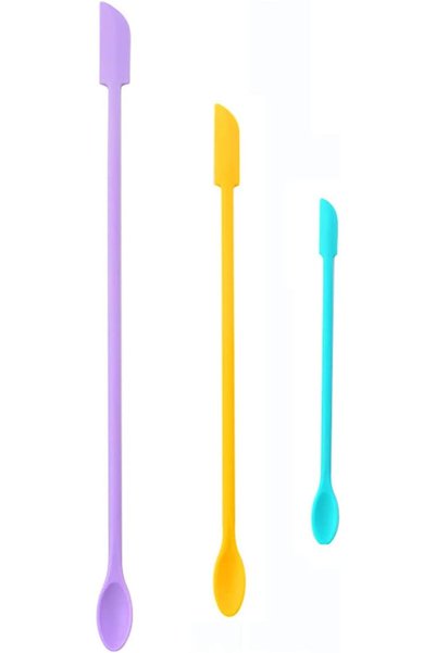 Generic ملعقة سيليكون، مجموعة ملاعق مكياج صغيرة 3 قطع، ملعقة سيليكون صغيرة مز...