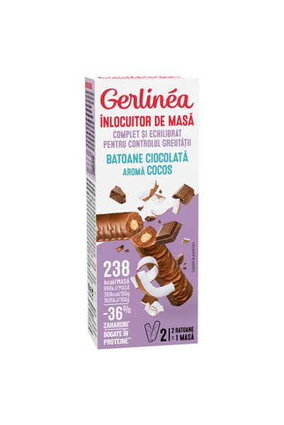 Gerlinea Batoane de înlocuire a mesei, Nucă de cocos, Batoane proteice, 62g (...