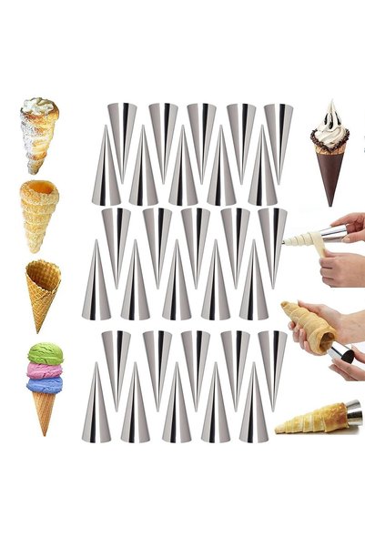Noonedibs Set 20 Forme Conice din Oțel Inoxidabil pentru Cannoli și Croissant...