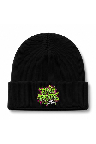 Rabona Fashion Full Throttle – No Speed Limit Neon Graffiti Graphic Beanie