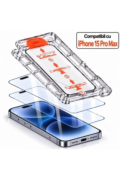 Flippy Folie de Protectie, Flippy, pentru iPhone 15 Pro Max, Sticla Securizat...