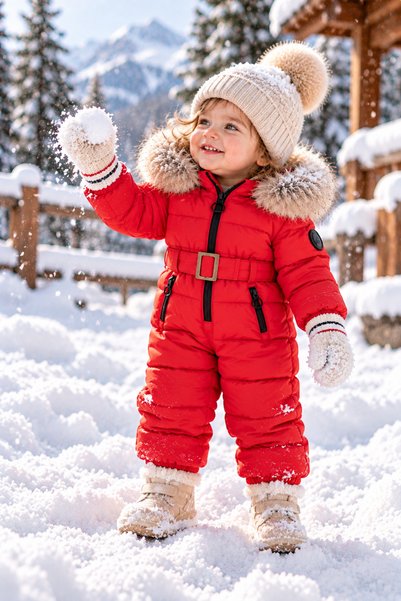 Elaria Collection Bebek /Çocuk Kapüşonlu Kürklü Şişme Astronot Tulum