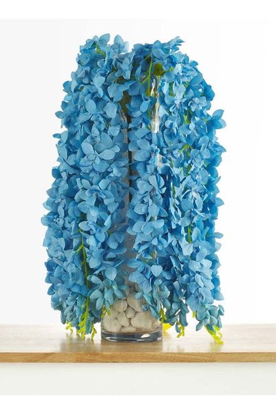 Noon East Hanging Wisteria 3pc Flower Stick – Blue | 84cm Artificial F
