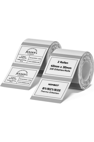 NiiMbot 2 x labels compatible with B1 B21 B3S label printer, 40 x 30 mm label...