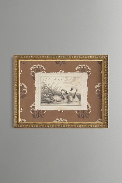 epiqart رسم طائر البجع بين الزهور - لوحة بنمط عتيق - نموذج رقيق