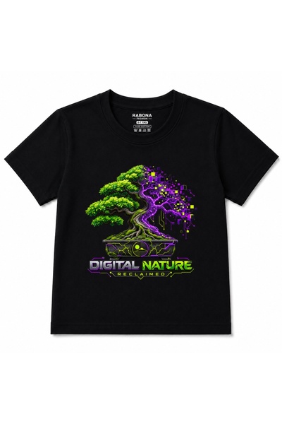 Rabona Fashion تي شيرت برسومات رقمية لطفل من نوعية Cyberpunk Bonsai Tree Kids