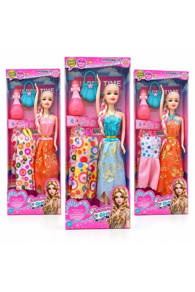 More Plastic Doll 29cm, with 2 Changeable Dresses and Accessories, Various Wh...