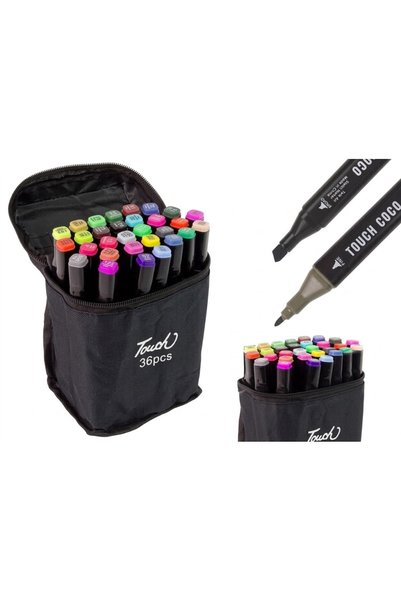 Fara brand Set 36 Markere Grafice Profesionale Touch, Cu Două Capete și Geant...