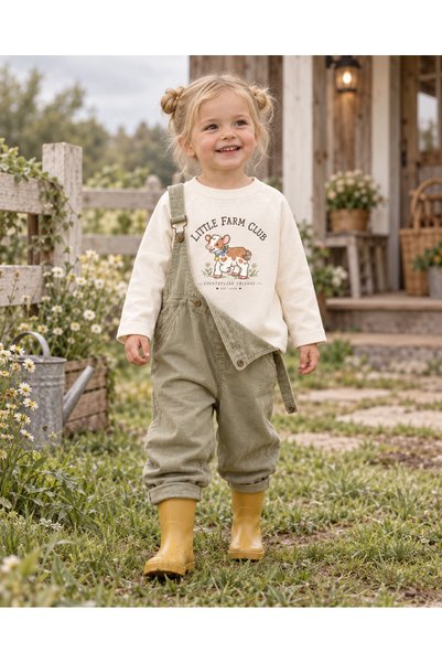 babytex Little Farm Club Cow Printed Oversize Long Sleeve T-Shirt