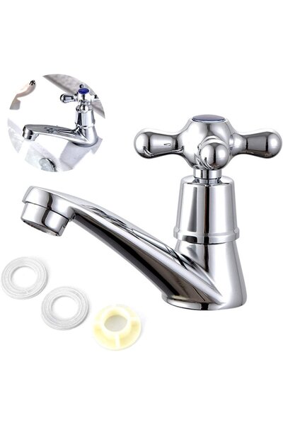 Noonedibs Robinet modern cu apă rece, cascadă, accesorii, finisaj cromat, rob...