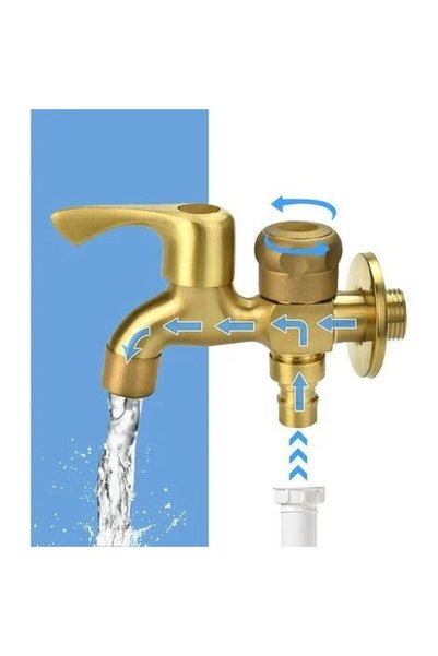Noonedibs Robinet dublu 1/2 inch din alamă, exterior antiîngheț, ieșire dublă...