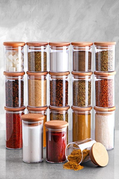 Asi Home Set of 18 MLN Spice Containers, 200/250/300 ml, 100% Plastic