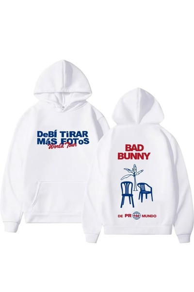 Vordevia Bad Bunny Printed Cotton 3 Thread Threaded Oversize Sweatshirt