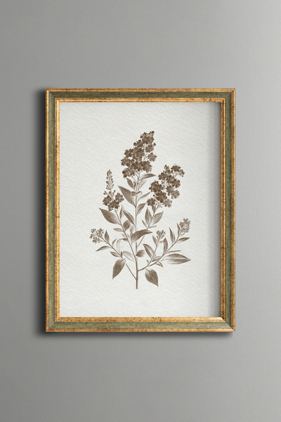 epiqart Floral Botanical Branch on Cream Background - Vintage Patterned Paint...