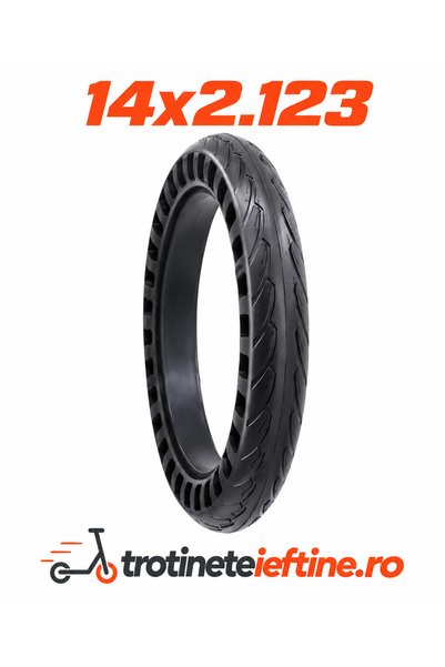 Black Cat Anvelopă plină 14x2.125 pentru trotinetă / bicicletă, anti-pană, du...