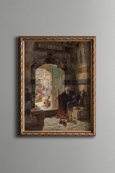 epiqart Embroidered East Bazaar in Front of the Gate - Vintage Patterned Pain...