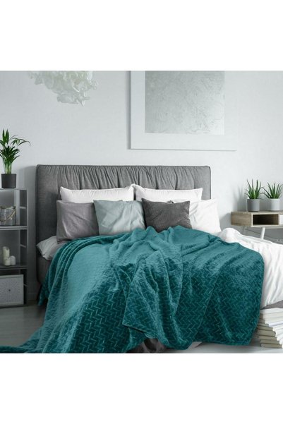 Design 91 Patura din microfibra Design 91, 220x200cm, turcoaz inchis, moale s...