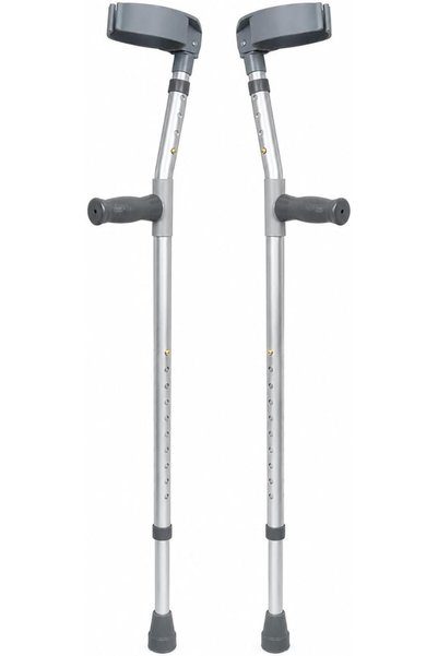 Health Mart HealthMart Aluminum Forearm Elbow Crutches (Pair) – Double Adjustable Height & Cuff, Anti-Slip Lightweight Mobility Aid for Adults – Supports 100kg, Available S/M/L (Small)