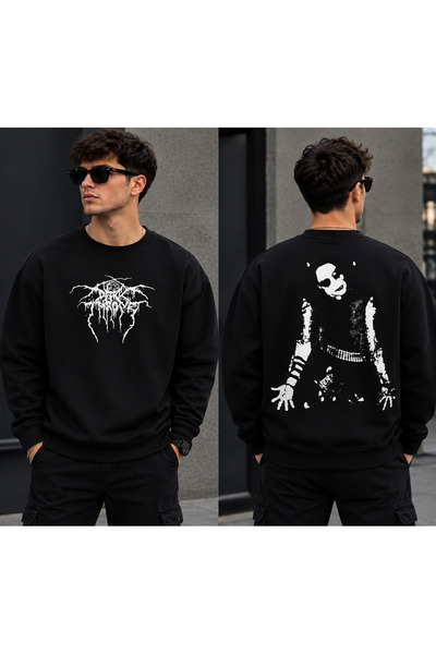 Dark Metal Oversize Sweatshirt – Ön ve Arka Baskılı