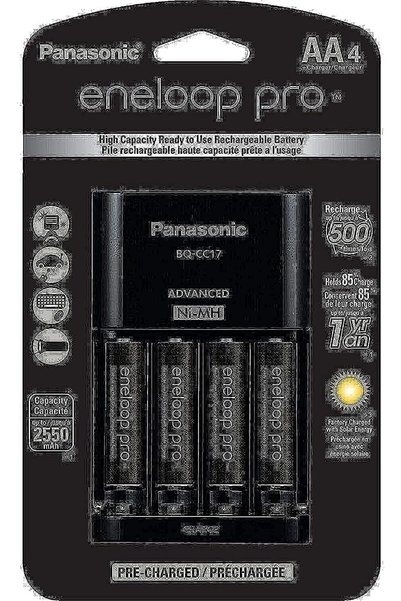 Generic شاحن بطاريات إنيلوب برو الفردي مع 4 بطاريات AA قابلة لإعادة الشحن بسع...