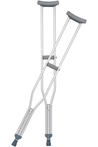Health Mart | Underarm Crutches Size Large | Lightweight Aluminum Adjustable Walking Aid, 134.5-154cm Height Range, Medical Crutches for Tall Adults, Injury Recovery & Mobility Assistance
