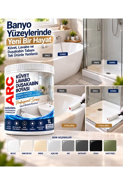 ARCMARİN KİMYA VE DENİZCİLİK HIRDAVAT Küvet Boyası- Duşakabin Lavabo Klozet v...