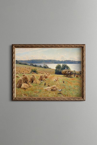 epiqart Harvest Time in Golden Fields - Vintage Patterned Painting - Fine Model