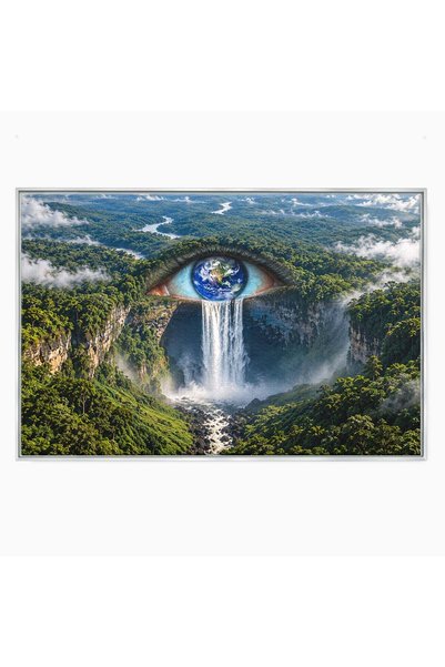 Luxcanva Tablou Canvas Privirea Pădurilor Luxuriante 120x80 cm cu Rama Argint...