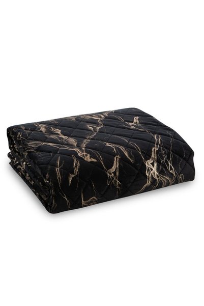 Design 91 Cuvertura de pat 170x210 Luiz 6 negru auriu catifea geometric