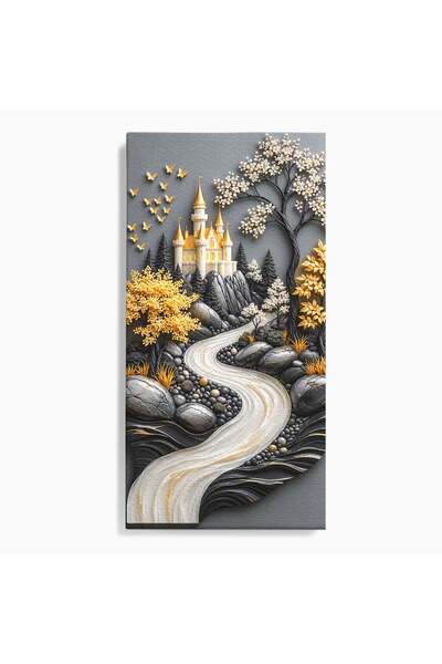 Luxcanva Tablou Canvas Castelul Fermecat 50x100 cm pe Sasiu Lemn Peisaj Rau N...