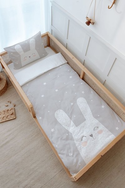 Tuğba Kuğu Single Duvet Cover and Fitted Sheet Set - Pure Baby Series - White...