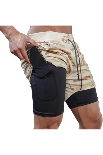 Generic Men's Gym Shorts Outdoor Sports 2 in 1 Breathable Fitness Pants Quick...