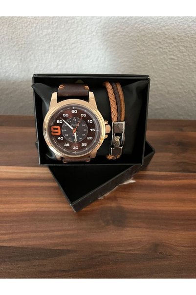 NİVENE Men's Combined Watch with Brown Box