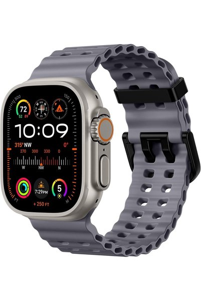 Generic حزام Ocean Sport متوافق مع ساعة أبل ووتش ألترا 2 مقاس 49 ملم و46 ملم ...